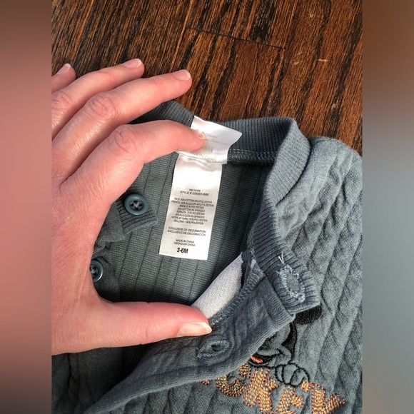 Disney Baby Boys 3-6M Blue/Gray Quilted Onesie w/Embroidered Mickey - EUC! - Picture 5 of 7